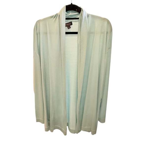 NWOT Carlisle Mint Green Cashmere Open Front Draped Cardigan Size XL MSRP $495 - Picture 1 of 10